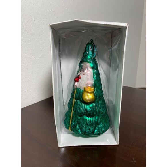 Vintage Dept. 56 Handblown Mercury Glass Santa Tree Ornament - Picture 5 of 6
